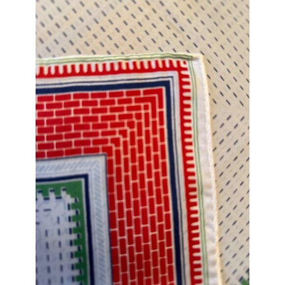 Vintage Acetate Square With Geometric Pattern In Red Green & Blue Trim - Picture 3 of 4
